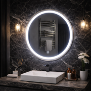 LED Touch Gallio Mirror, Diameter 60cm, Cold Light 6000K, Glass Simple LED Mirror Default Title Alessandro Design