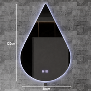 Touch River LED Mirror, 52W, Demist System, 80X120cm, Drop Shape