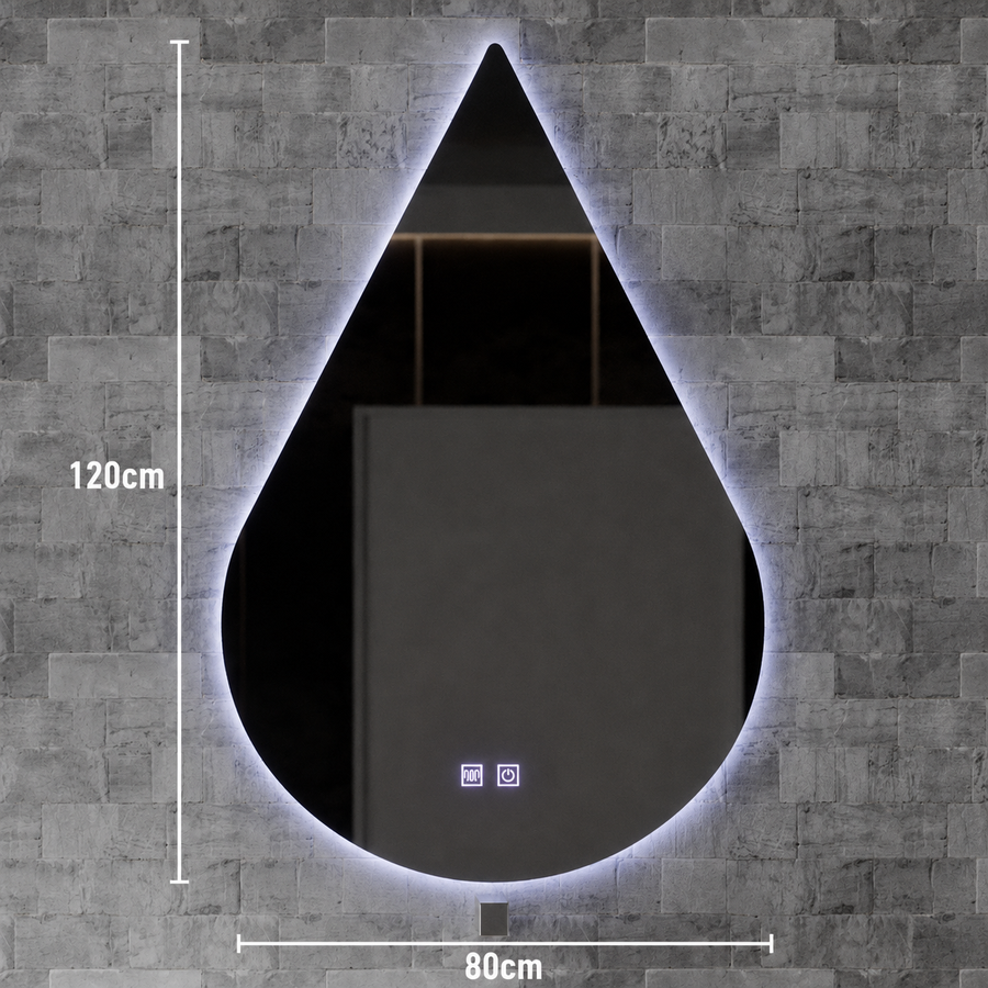 Touch River LED Mirror, 52W, Demist System, 80X120cm, Drop Shape