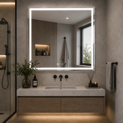 Giga LED mirror, 80x60cm, Silver, Touch, 6000K light