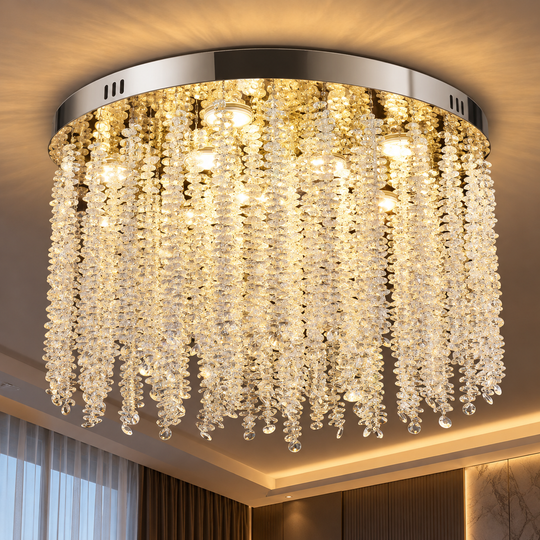 Crystal LED Chandelier LLC215/400WH Round, 22W, Cold/Warm/Neutral Light, Crystal, Gold