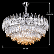 Crystal Chandelier MAJESTIC Regalis 21x E14, Diameter 80cm, Shiny Chrome, Adjustable Height
