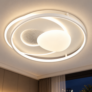 ISTARAVSHAN LED chandelier with remote control, Oval shape, 85W, Cold/Warm/Neutral light, Dimmable, White