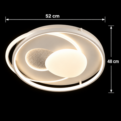 ISTARAVSHAN LED chandelier with remote control, Oval shape, 85W, Cold/Warm/Neutral light, Dimmable, White