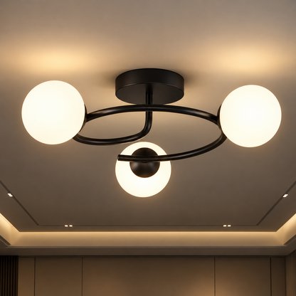 LED and crystal chandelier ORBIT, 66cm, 3xE27, Globes, Black