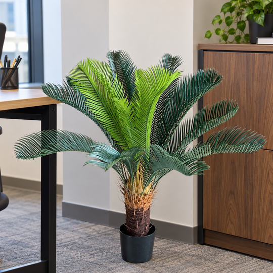 Artificial Palm Tree Plant, 24 leaves, 85 cm, Green, with Pot