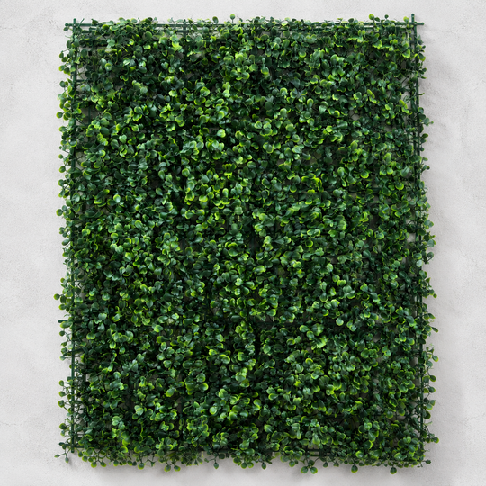 Artificial Plant Hedge Panel with Round Leaves, 40 x 60 cm, Green