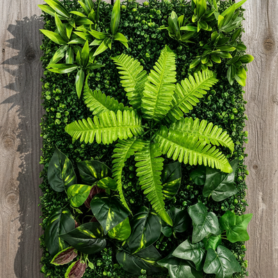Artificial Plant Living Fence Panel Mix Peach Leaves and Mixed Leaves, 40 x 60 cm, Green