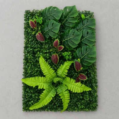 Artificial Plant Live Fence Panel Mix Monstera, 40 x 60 cm, Green