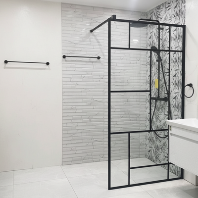 Walk-In shower screen MANITOBA, 100x195cm, Metal, black