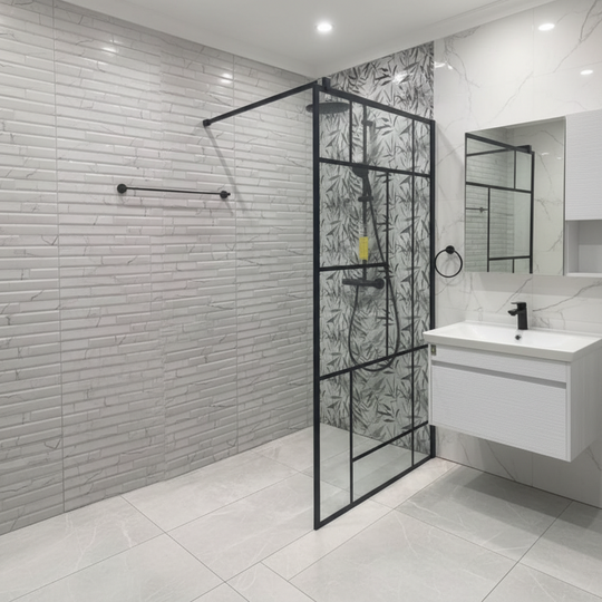 Walk-In shower screen MANITOBA, 80x195cm, Metal, black