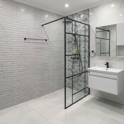 Walk-In shower screen MANITOBA, 90x195cm, Metal, black