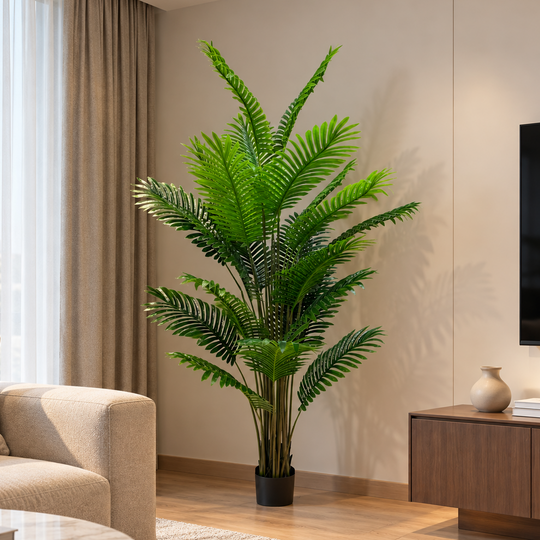 Artificial Areca Palm Type Plant, 25 leaves, 190 cm, Green