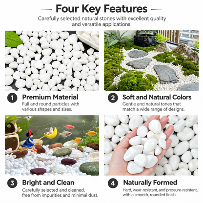 White Decorative Stones for the Garden, Large Size, 20 kg