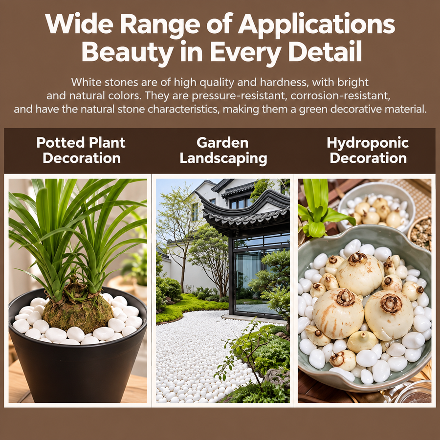 White Decorative Stones for the Garden, Large Size, 20 kg