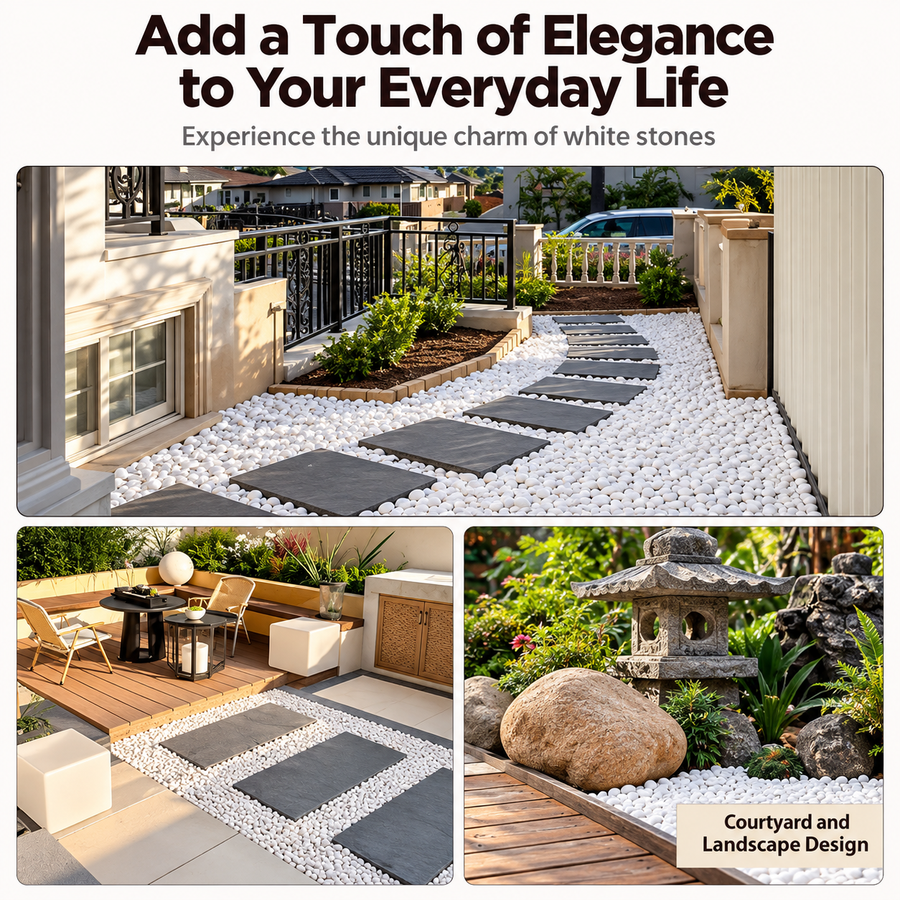 White Decorative Stones for the Garden, Large Size, 20 kg