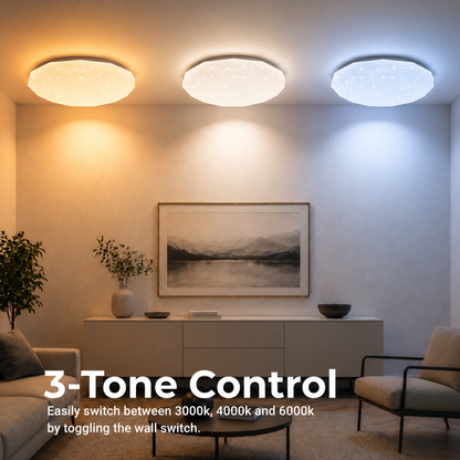 Hexagon LED ceiling light 33 cm, 27W, 3000K / 4000K / 6000K, White, Metal and Acrylic