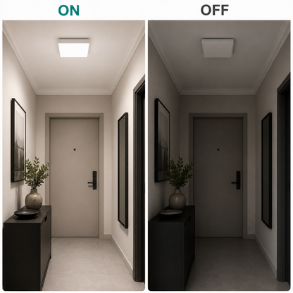Square LED Ceiling Light, 36W, 22x22cm, Cold Light, 6000K, White
