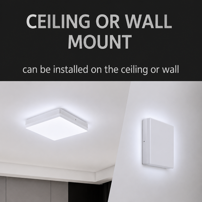Square LED Ceiling Light, 36W, 22x22cm, Cold Light, 6000K, White