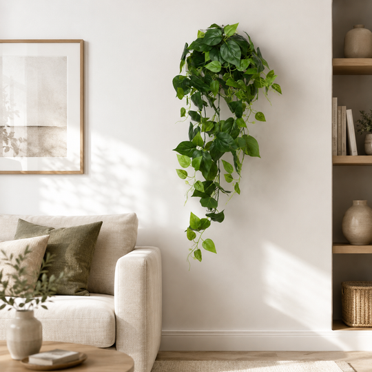 Artificial Epipremnum Hanging Plant, Height 100cm, Green