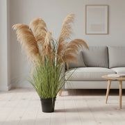 Artificial Plant Ornamental Grass, 110 cm, with 7 strands, Reed and Grass, Dark Green, No Pot