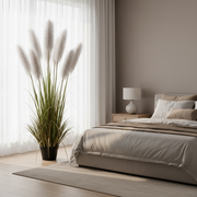 Artificial Plant Ornamental Grass, 220cm, with 7 strands, Reed sj Grass, Green and Gray, No Pot