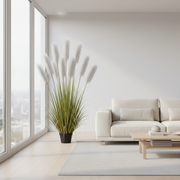 Artificial Plant Ornamental Grass, 240cm, with 9 strands, Reed and Grass, Green and Gray, No Pot