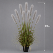 Artificial Plant Ornamental Grass, 240cm, with 9 strands, Reed and Grass, Green and Gray, No Pot