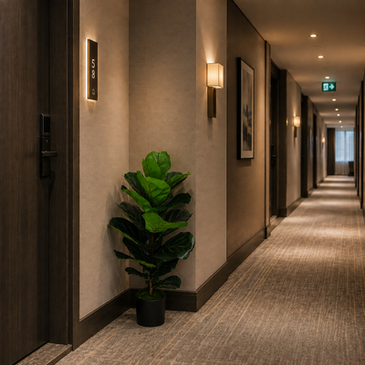Artificial Plant Tree Type Ficus, 2 Branches, 100 cm, Green, with Pot