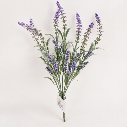 Artificial Plant, Decorative Lavender Flower, 7 Branches, 45 cm, Purple and Green, Set of 2 Pieces