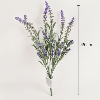 Artificial Plant, Decorative Lavender Flower, 7 Branches, 45 cm, Purple and Green, Set of 2 Pieces