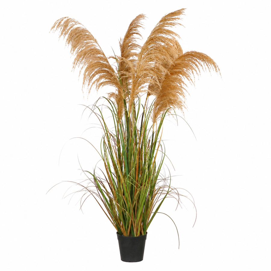 Artificial Plant Ornamental Grass, 145 cm, with 5 Wires, Reed and Grass, Dark Green, No Pot