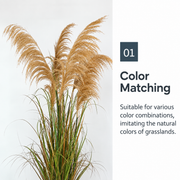 Artificial Plant Ornamental Grass, 145 cm, with 5 Wires, Reed and Grass, Dark Green, No Pot