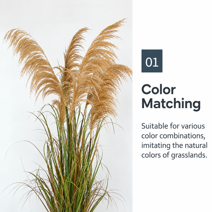 Artificial Plant Ornamental Grass, 145 cm, with 5 Wires, Reed and Grass, Dark Green, No Pot