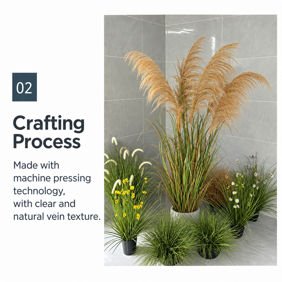 Artificial Plant Ornamental Grass, 145 cm, with 5 Wires, Reed and Grass, Dark Green, No Pot