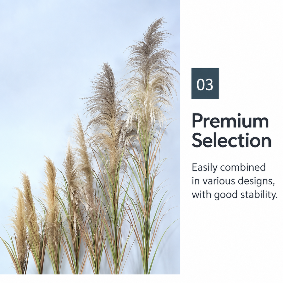 Artificial Plant Ornamental Grass, 145 cm, with 5 Wires, Reed and Grass, Dark Green, No Pot