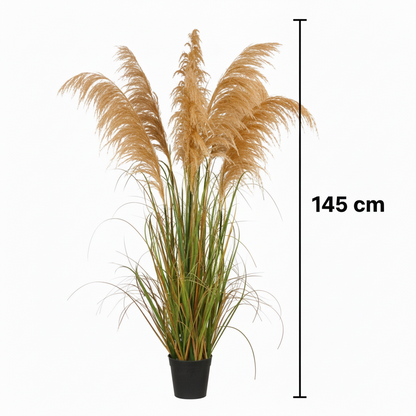 Artificial Plant Ornamental Grass, 145 cm, with 5 Wires, Reed and Grass, Dark Green, No Pot