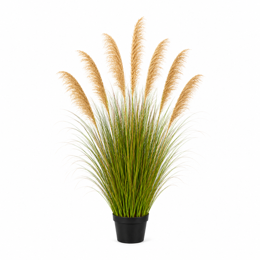 Artificial Plant Ornamental Grass, 170cm, with 7 strands, Reed and Grass, Dark Green, No Pot