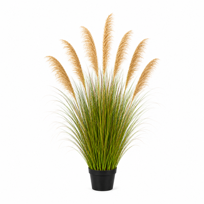 Artificial Plant Ornamental Grass, 170cm, with 7 strands, Reed and Grass, Dark Green, No Pot
