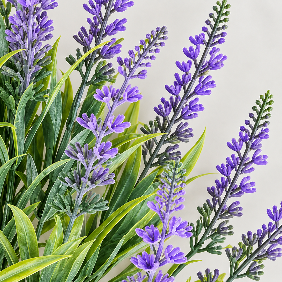Artificial Plant, Decorative Lavender Flower, 18 Branches, 54 cm, Purple and Green, Set of 2 Pieces