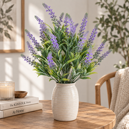 Artificial Plant, Decorative Lavender Flower, 18 Branches, 54 cm, Purple and Green, Set of 2 Pieces
