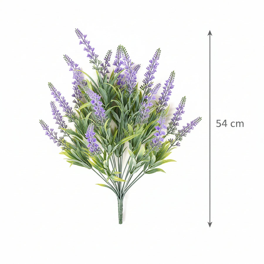 Artificial Plant, Decorative Lavender Flower, 18 Branches, 54 cm, Purple and Green, Set of 2 Pieces
