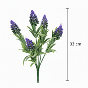 Artificial Plant, Decorative Lavender Flower, 5 Branches, 33 cm, Purple and Green, Set of 2