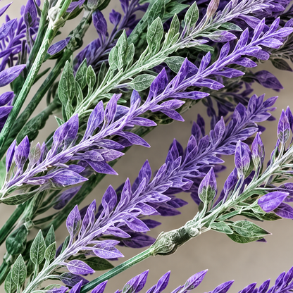 Artificial Plant, Decorative Lavender Flower, 5 Branches, 38 cm, Purple and Green, Set of 2