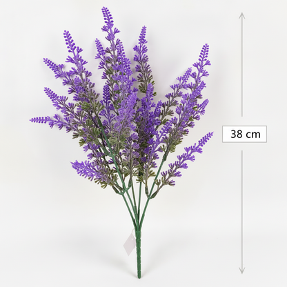 Artificial Plant, Decorative Lavender Flower, 5 Branches, 38 cm, Purple and Green, Set of 2