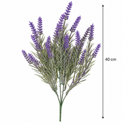 Artificial Plant, Decorative Lavender Flower, 5 Branches, 40 cm, Purple and Green, Set of 2 Pieces