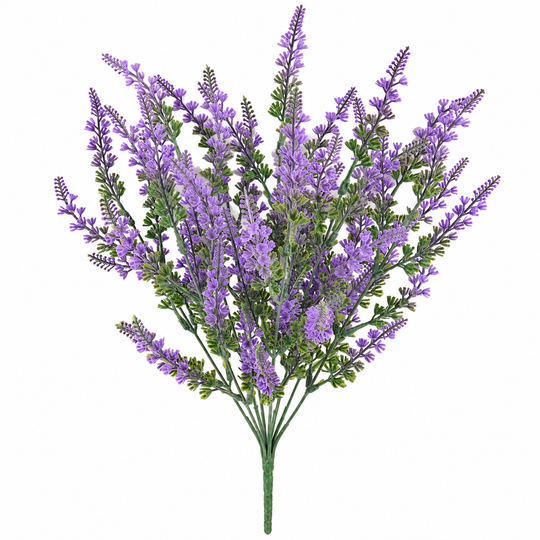 Artificial Plant, Decorative Lavender Flower, 9 Branches, 44 cm, Purple and Green, Set of 2 Pieces