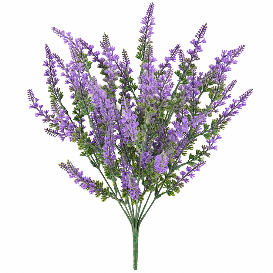Artificial Plant, Decorative Lavender Flower, 9 Branches, 44 cm, Purple and Green, Set of 2 Pieces