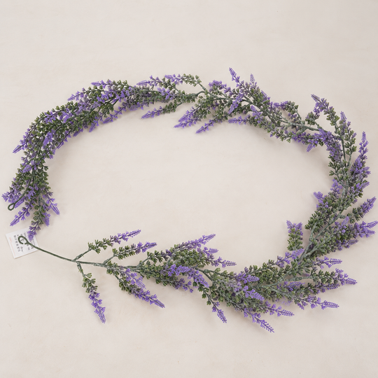 Artificial Plant Decorative Lavender Garland, Rich Appearance, 185cm, 122 Branches, Green and Purple, Set of 2