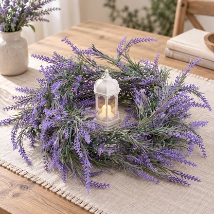 Artificial Plant Decorative Lavender Garland, Rich Appearance, 185cm, 122 Branches, Green and Purple, Set of 2
